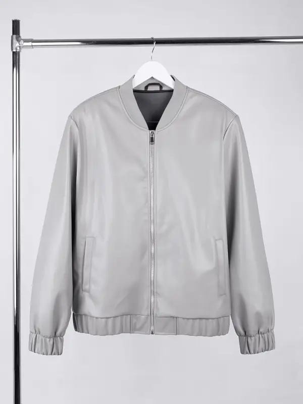Бомбер из искусственной кожи Univer, серый, размер XL/XXL