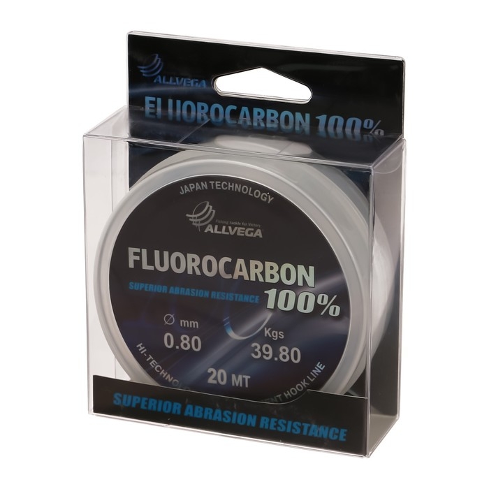 Леска монофильная ALLVEGA FX Fluorocarbon 100%, диаметр 0.80 мм, тест 39.8 кг, 20 м, прозрачная Леска монофильная ALLVEGA FX Fluorocarbon 100%, диаметр 0.80 мм, тест 39.8 кг, 20 м, прозрачная