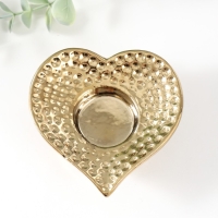 Подсвечник керамика на 1 свечу "Сердце" d=4 см золото 10,2х10,2х4,3 см