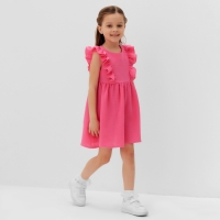 Платье детское с рюшей KAFTAN "Муслин", р.28 (86-92 см), ярко-розовый Платье детское с рюшей KAFTAN "Муслин", р.28 (86-92 см), ярко-розовый