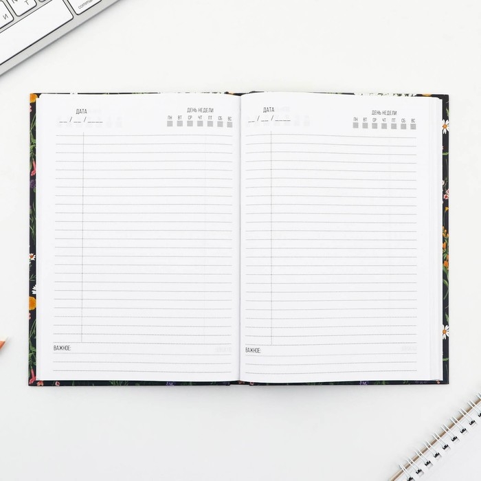 Ежедневник А5, 160 л. твердая обложка &laquo;Цветы. Паттерн&raquo;