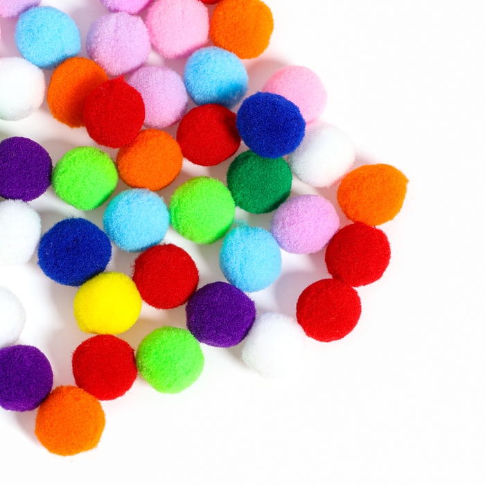 Набор текстильных деталей для декора &laquo;Бомбошки&raquo;, 50 шт., размер 1 шт. &mdash; 2 см