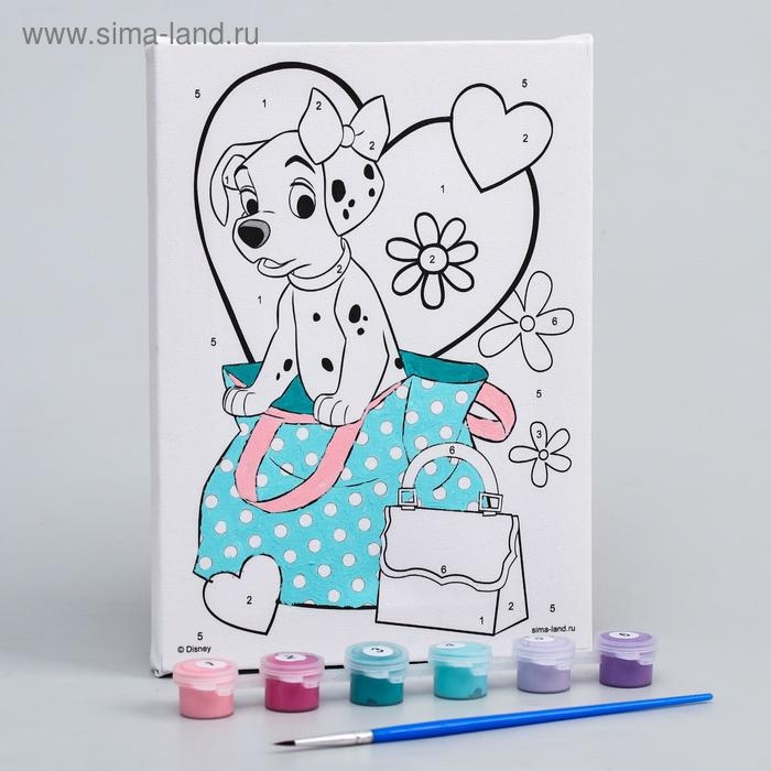 Картина по номерам для детей, 21х15 см, 101 Далматинец Картина по номерам для детей, 21х15 см, 101 Далматинец