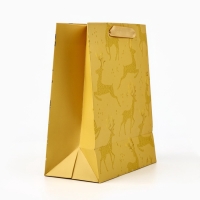 Пакет подарочный новогодний ламинированный &laquo;Олени&raquo;, MS 23 x 18 х 10 см