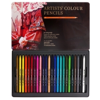 Карандаши цельнографитные, в металлической коробке, 24 цвета