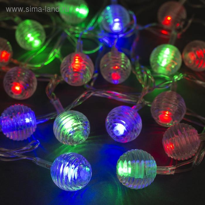 Гирлянда «Нить» 5 м с насадками «Шарики льда», IP20, прозрачная нить, 20 LED, свечение мульти (RG/RB), мигание, 220 В Гирлянда «Нить» 5 м с насадками «Шарики льда», IP20, прозрачная нить, 20 LED, свечение мульти (RG/RB), мигание, 220 В