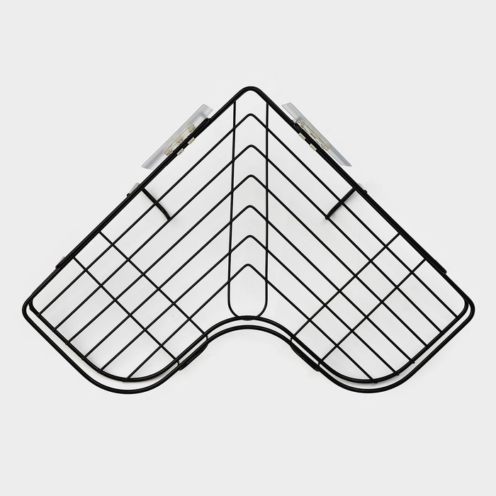 Полка угловая Доляна, 2 крючка, 26&times;26&times;10 см, цвет чёрный