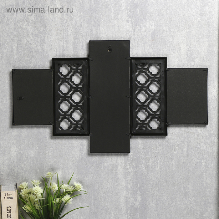 Фоторамка пластик на 4 фото 10х15 см Фоторамка пластик на 4 фото 10х15 см "Узор" чёрная 35х62х2 см