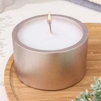 Свеча &laquo;Цилиндр&raquo; в подсвечнике из гипса, 11,5х11,5х6,5 см, шампань