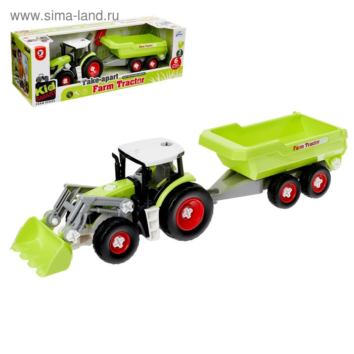 Конструктор винтовой &laquo;Фермерский трактор&raquo;, с отвёрткой и насадкой, 2 варианта сборки