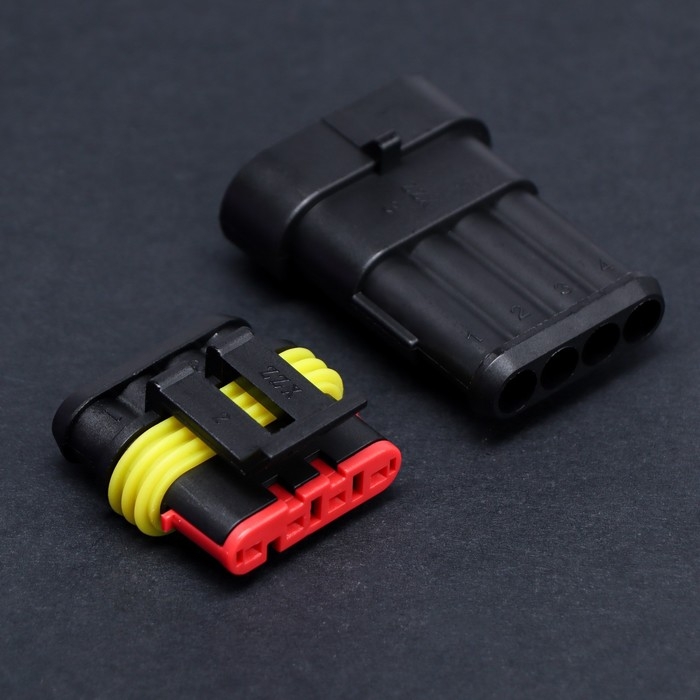 Разъем автомобильный, герметичный штекер-гнездо DJ7041-1.5-11/21 4 контакта, набор 2 шт Разъем автомобильный, герметичный штекер-гнездо DJ7041-1.5-11/21 4 контакта, набор 2 шт