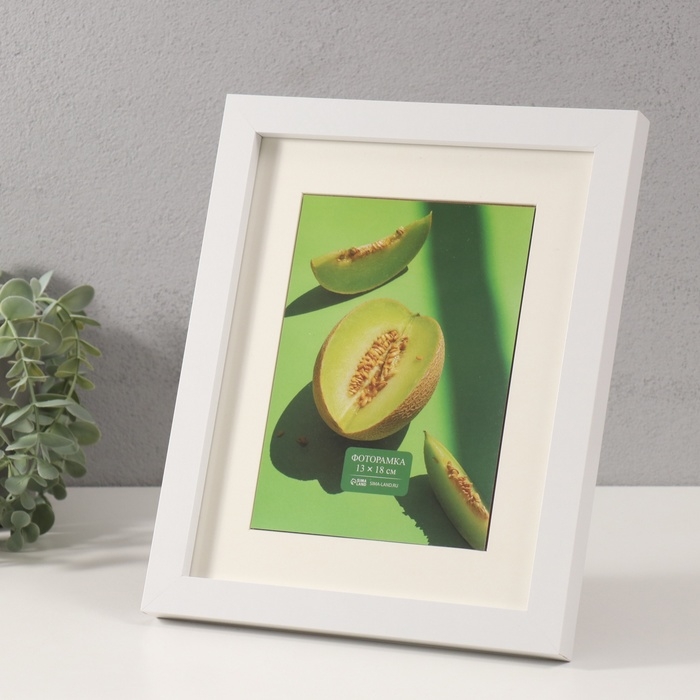 Фоторамка МДФ на 1 фото 13х18 см с паспарту "Фина" белая 2х23х28 см