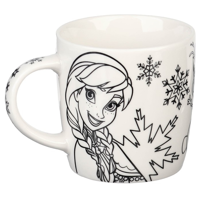 Новый год. Набор кружка под раскраску с ёлочным шаром,300 мл "Эльза и Анна", Холодное сердце