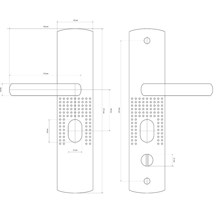 Комплект ручек Комплект ручек "СТАНДАРТ" РН-СТ222 Y, универсальный, двухсторонний