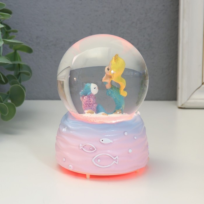 Сувенир полистоун водяной шар музыка, свет Сувенир полистоун водяной шар музыка, свет "Русалка и рыбка" МИКС 8х8х12 см