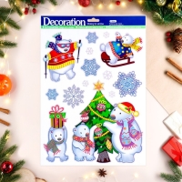 Наклейки на окна "Новогодние" белые мишки, 41 х 29 см Наклейки на окна "Новогодние" белые мишки, 41 х 29 см