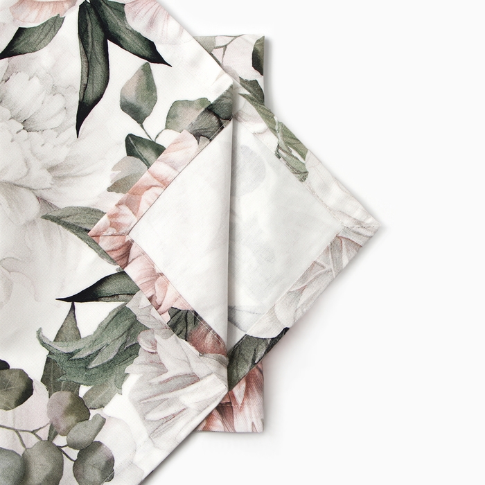 Набор салфеток с декорат. кольцами Этель "Пионы" 40х40 см - 2 шт, 100% хл, саржа 190 г/м2