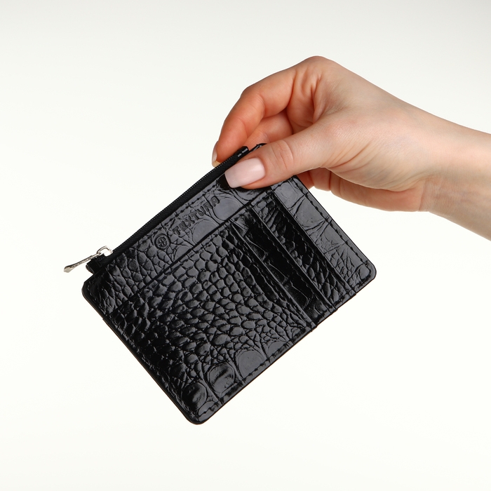 Визитница кожаная, TEXTURA, 8 карт, цвет чёрный