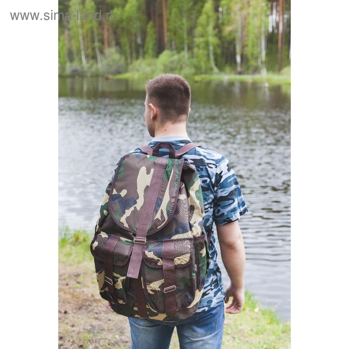 Рюкзак туристический, 55 л, отдел на шнурке, 4 наружных кармана, &laquo;ЗФТС&raquo;, цвет хаки