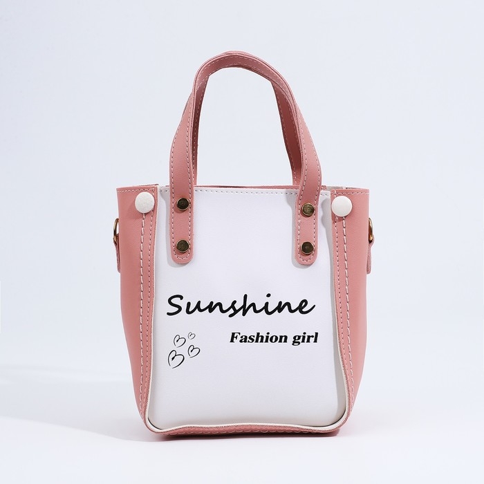 Сумка женская тоут на молнии, цвет белый/розовый Сумка женская тоут на молнии, цвет белый/розовый