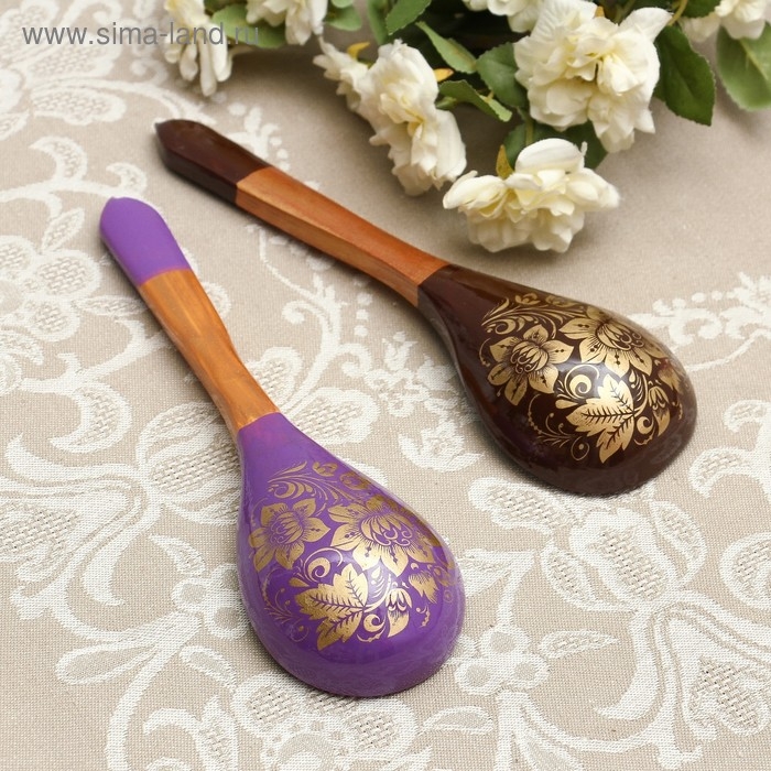 Ложка &laquo;Золотая кудрина&raquo;, салатная, 6&times;21 МИКС