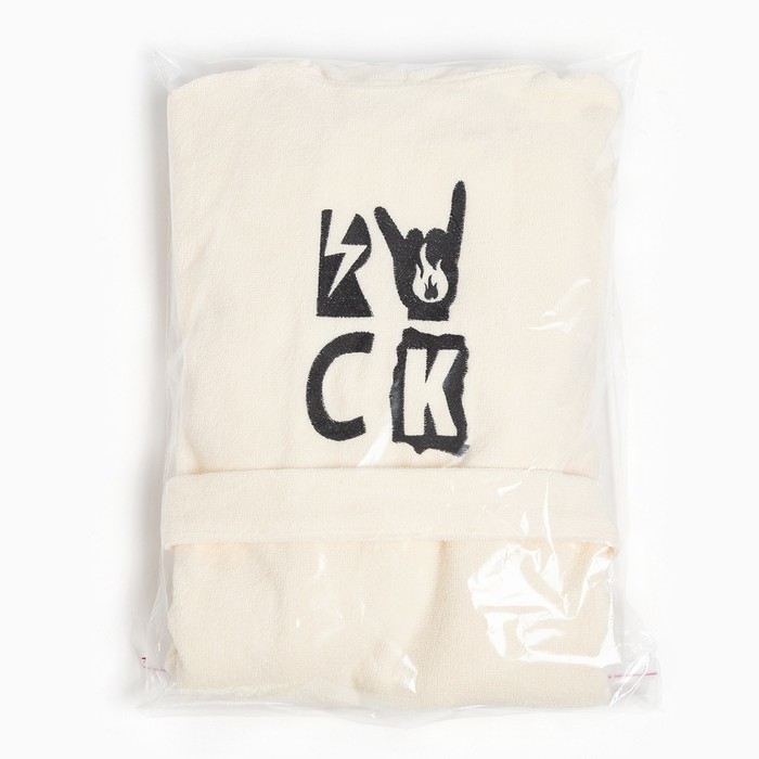 Халат махровый детский Халат махровый детский "Rock" р-р 30 (98-104 см), бежевый