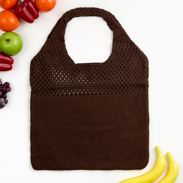 Авоська 38 х 62 см, ручка 22 см, клетка 0.5 см, коричневая