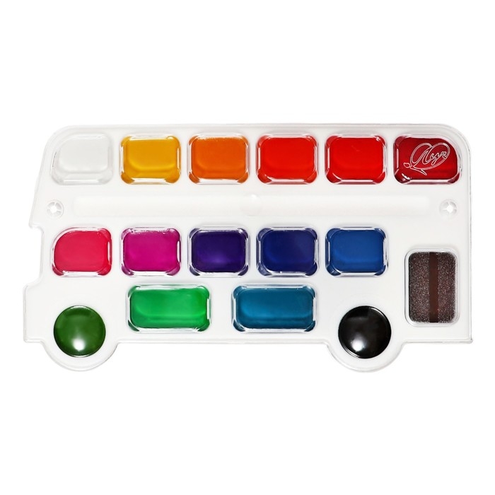 Акварель 16цв пластик фигурная Луч Акварель 16цв пластик фигурная Луч "Кроха" Автобус, без кисти