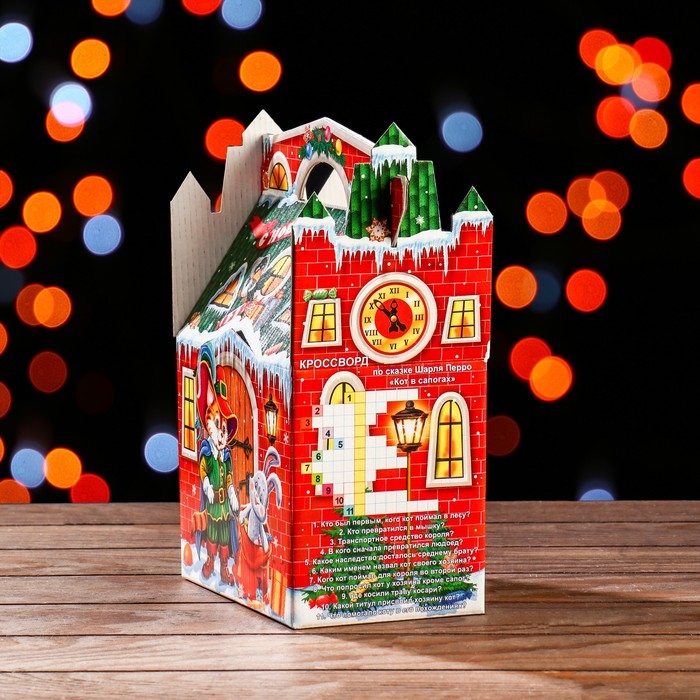 Новый год. Подарочная коробка "Кот в сапогах", 23,5 х 20 х 12 см.