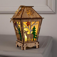 Ёлочная игрушка «Фонарь с оленем», от батареек, свечение тёплое белое Ёлочная игрушка «Фонарь с оленем», от батареек, свечение тёплое белое