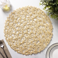 Салфетки сервировочные на стол Доляна &laquo;Одуванчик&raquo;, 4 шт, d=38 см, цвет бежевый