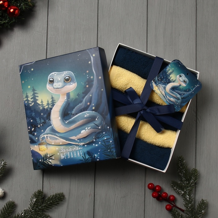 Набор махровых полотенец Этель Набор махровых полотенец Этель "Волшебная змея" 30х30 см -5шт, 100% хл, 340гр/м2