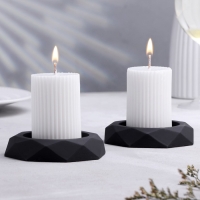 Подсвечник "Грани", набор 2 шт, 2,3х10 см, графит Подсвечник "Грани", набор 2 шт, 2,3х10 см, графит