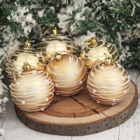 Набор шаров пластик d-7 см, 6 шт "Жемчужный орион" золото