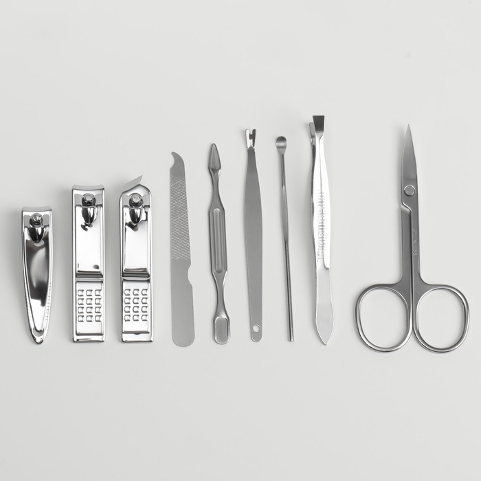 Набор маникюрный «Малина», 9 предметов, в футляре, цвет коралловый Набор маникюрный «Малина», 9 предметов, в футляре, цвет коралловый