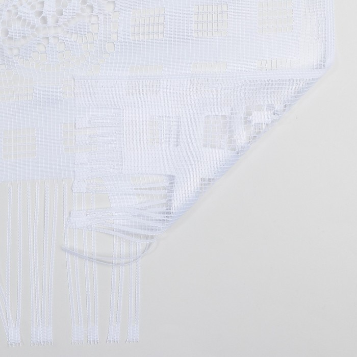 Тюль на кухню без шторной ленты, размер 170х170 см, цвет белый, 100% полиэстер