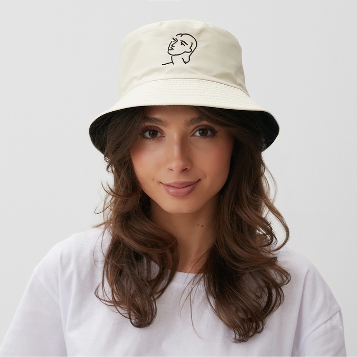 Панама двусторонняя MINAKU «Лицо» цвет бежевый, размер 56-58 Панама двусторонняя MINAKU «Лицо» цвет бежевый, размер 56-58