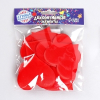 Сердечки декоративные, набор 12 шт., размер 1 шт: 6,5&times;5 см, цвет красный