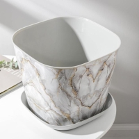 Горшок с поддоном &laquo;Мрамор&raquo;, 9,8 л, цвет светло-серый