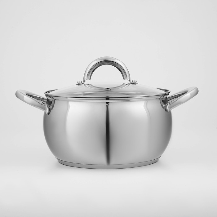 Кастрюля из нержавеющей стали Доляна &laquo;Гиперион&raquo;, 3,5 л, d=20 см, с крышкой