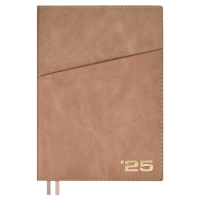 Ежедневник датир 2025г А5+ 176л ESCALADA, инт обл, иск кожа, тис ф,ляс,кр бл 80г/м2,бежевый