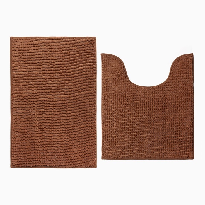 Набор ковриков для ванной Этель Букли цвет кофе 2 шт, 38х58 см, 48х38 см Набор ковриков для ванной Этель Букли цвет кофе 2 шт, 38х58 см, 48х38 см
