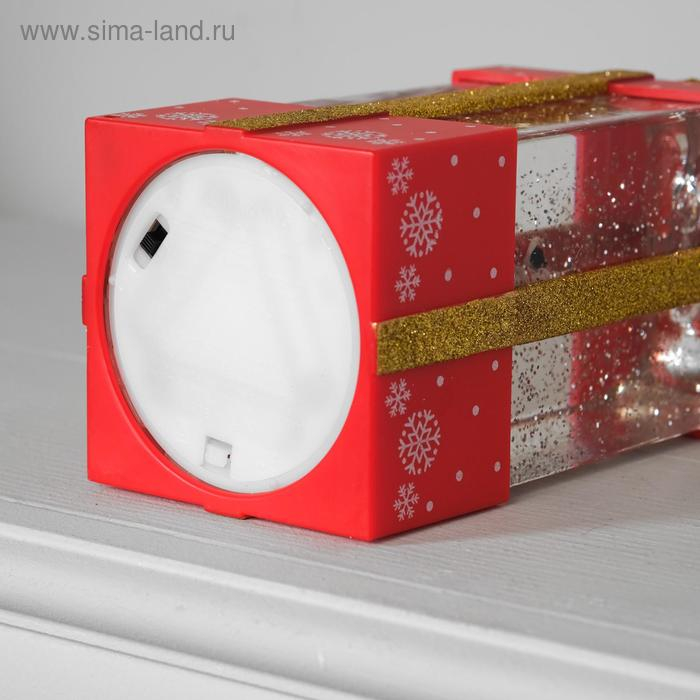 Светодиодная фигура &laquo;Подарок красный&raquo; 10 &times; 19 &times; 10 см, пластик, батарейки ААх3 (не в комплекте), USB, свечение тёплое белое