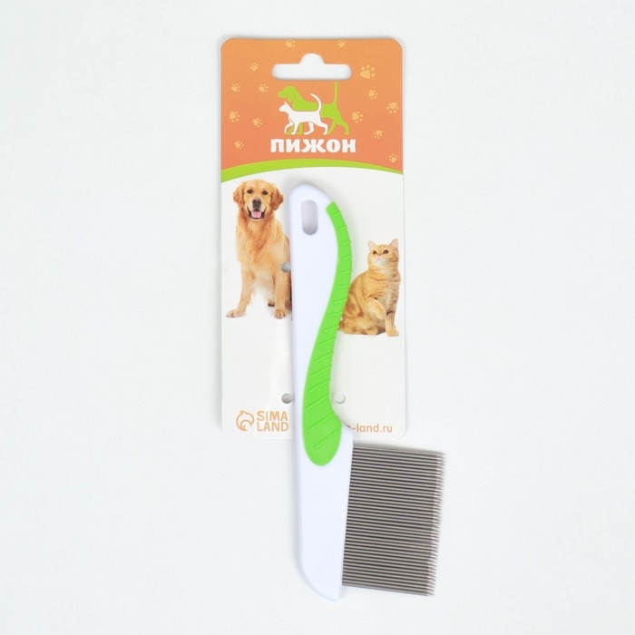 Расческа для шерсти 15,6 х 5,3 см, длинные зубья 3,4 см, бело-зелёная Расческа для шерсти 15,6 х 5,3 см, длинные зубья 3,4 см, бело-зелёная