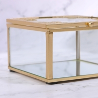 Органайзер для хранения &laquo;GREAT&raquo;, с крышкой, стеклянный, с зеркальным дном, 1 секция, 10 &times; 10 &times; 6 см, цвет прозрачный/медный