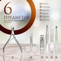 Набор маникюрный &laquo;Рептилия&raquo;, 6 предметов, в футляре, цвет красный