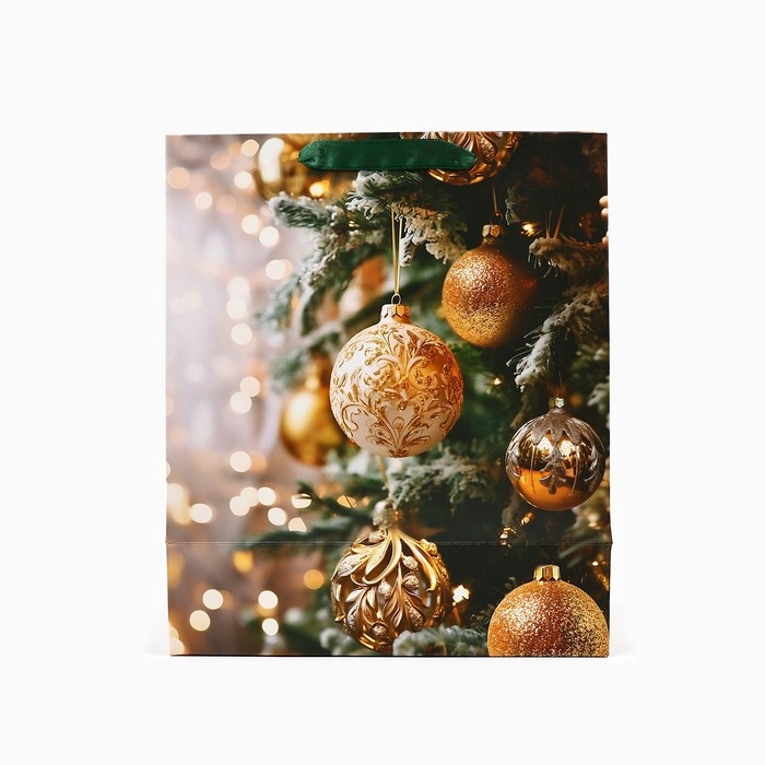 Пакет подарочный новогодний ламинированный &laquo;Ёлочные игрушки&raquo;, ML 23 х 27 х 11.5 см , Новый год