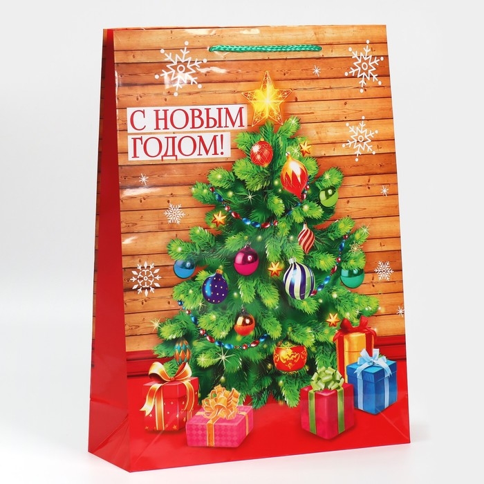 Пакет подарочный новогодний ламинированный &laquo;В кругу семьи&raquo;, L 28 х 38 х 9 см, Новый год