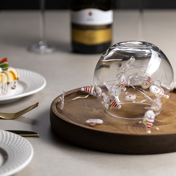 Гирлянда &laquo;Нить&raquo; 2 м роса с насадками &laquo;Дед Мороз&raquo;, IP20, серебристая нить, 20 LED, 2 режима, батарейки ААх2 (нет в комплекте), свечение мульти