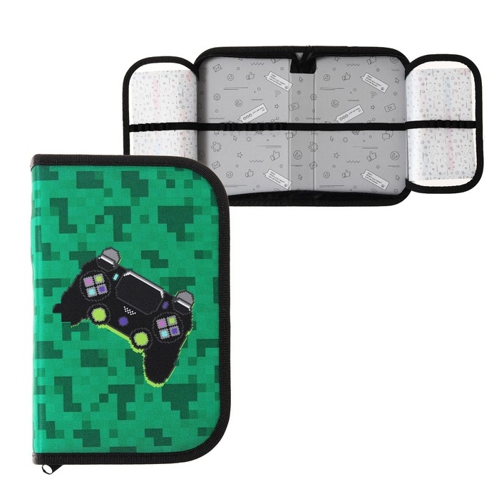 Пенал 1 секция, 130 х 210 х 40 мм, 2 откидные планки, тканевый, Calligrata TOP Content Пенал 1 секция, 130 х 210 х 40 мм, 2 откидные планки, тканевый, Calligrata TOP Content "Гейм Пиксели"